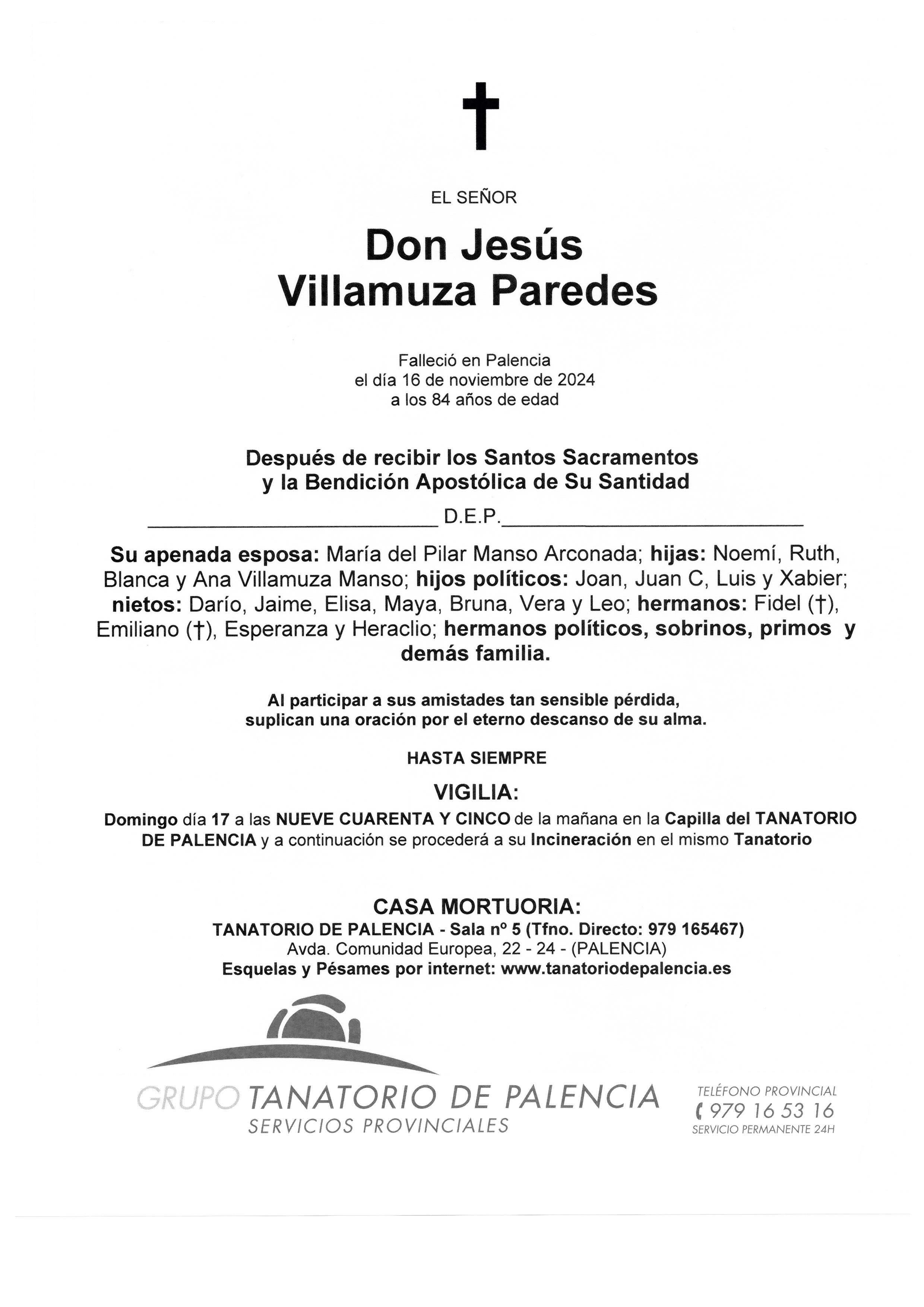 EL SEÑOR DON JESÚS VILLAMUZA PAREDES